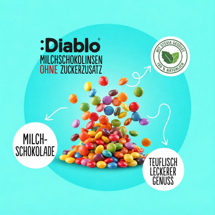 Diablo sans sucre : lentilles au chocolat (22 g, 2,6 g de glucides comptabilisables*)
