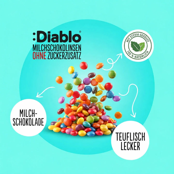 Diablo sans sucre : lentilles au chocolat (40 g, 4,8 g de glucides comptabilisables*)