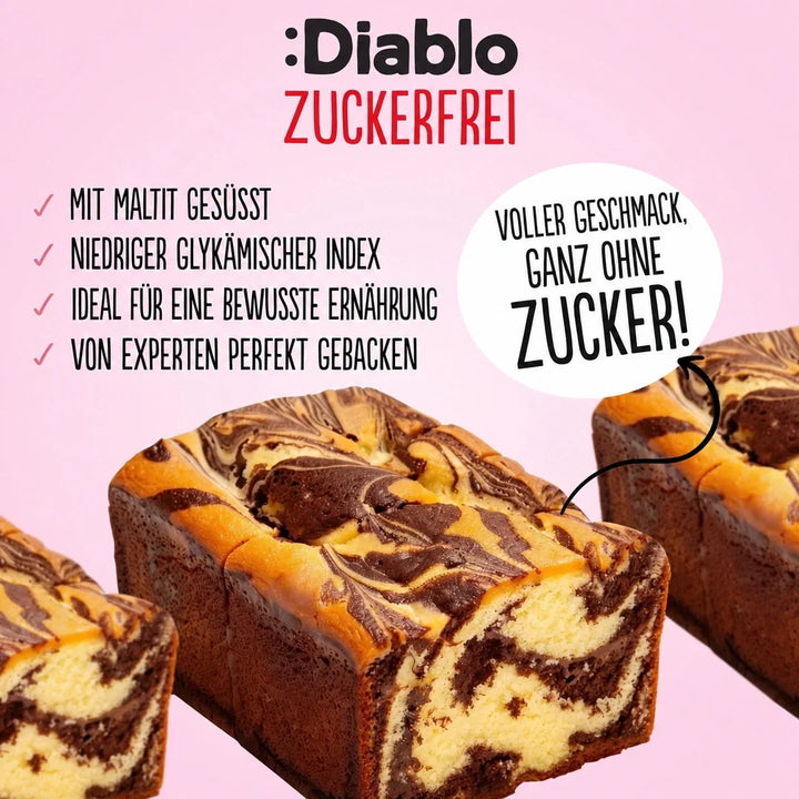 Diablo bizcocho marmolado sin azúcar (400 g, 23 g de HC* contabilizables por 100 g)