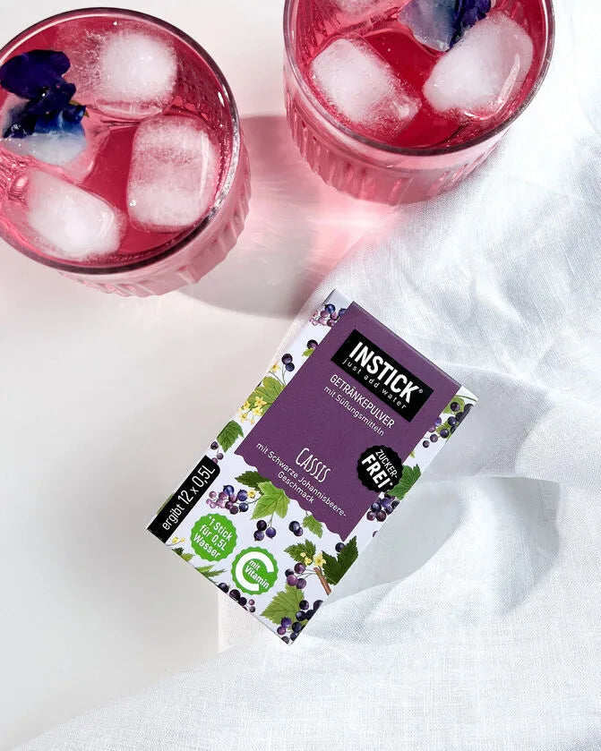 INSTICK polvo para preparar bebidas sin azúcar, casis 12x (12 x 0,5 l, sin HC/BE)