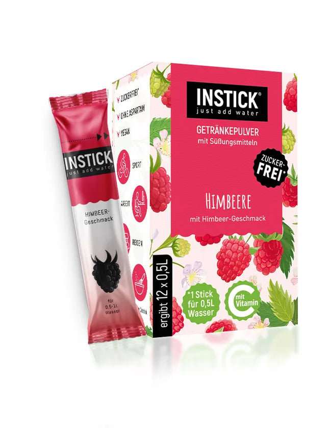 INSTICK polvo para bebidas sin azúcar, frambuesa 12x (12 x 0,5 l, sin HC/UB)