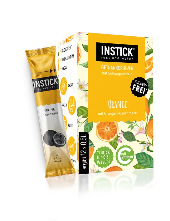 INSTICK polvo para bebidas sin azúcar, naranja 12x (12 x 0,5 l, sin HC/UB)