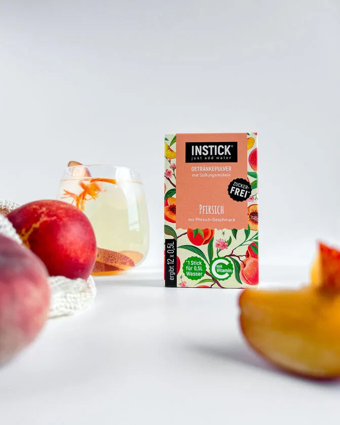 INSTICK polvo para bebidas sin azúcar, melocotón 12x (12 x 0,5 l, sin HC/UB)