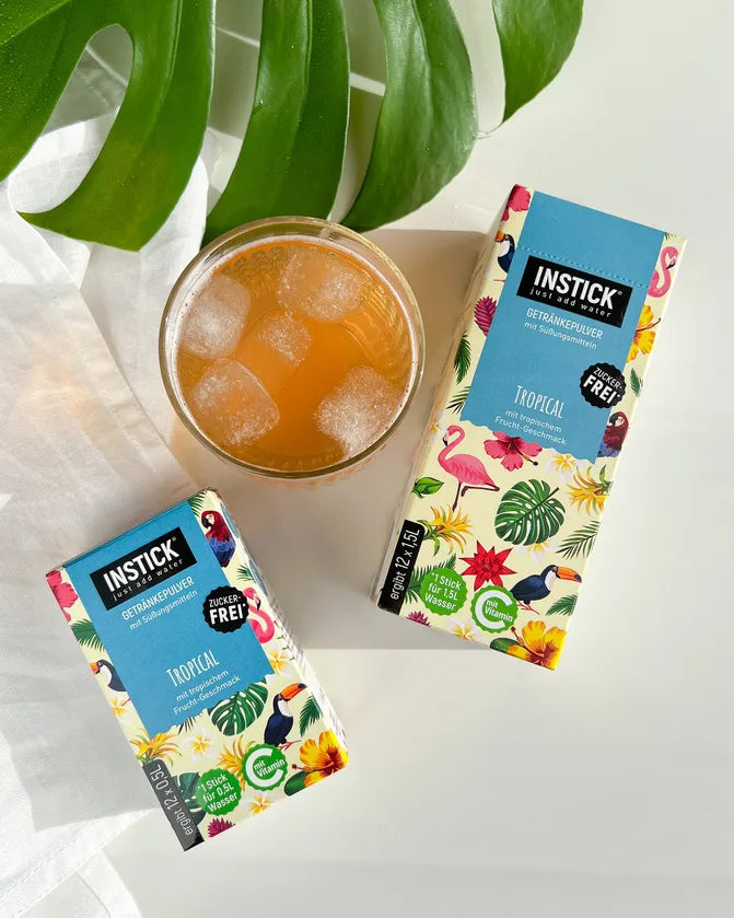 INSTICK polvo para bebidas sin azúcar, Tropical 12 unidades (12 x 0,5 l, sin HC/BE)