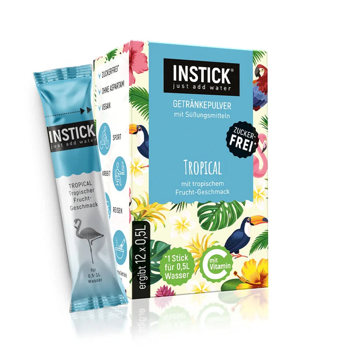 INSTICK polvo para bebidas sin azúcar, Tropical 12 unidades (12 x 0,5 l, sin HC/BE)