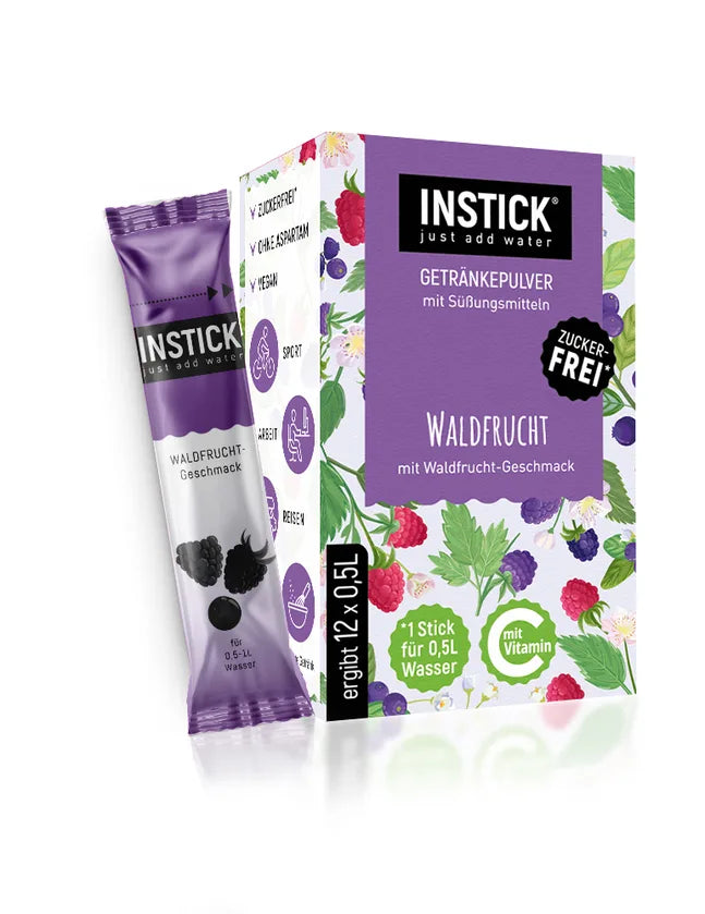 INSTICK polvo para preparar bebidas sin azúcar, frutos del bosque 12x (12 x 0,5 l, sin HC/BE)