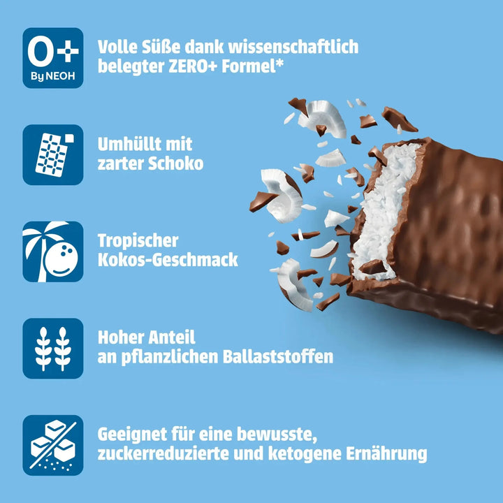 NEOH Coconut Bar 12x Schokoriegel, Kokosriegel ohne Zucker, 10+2 Sparpack (3 g anrechenbare KH* je Riegel)
