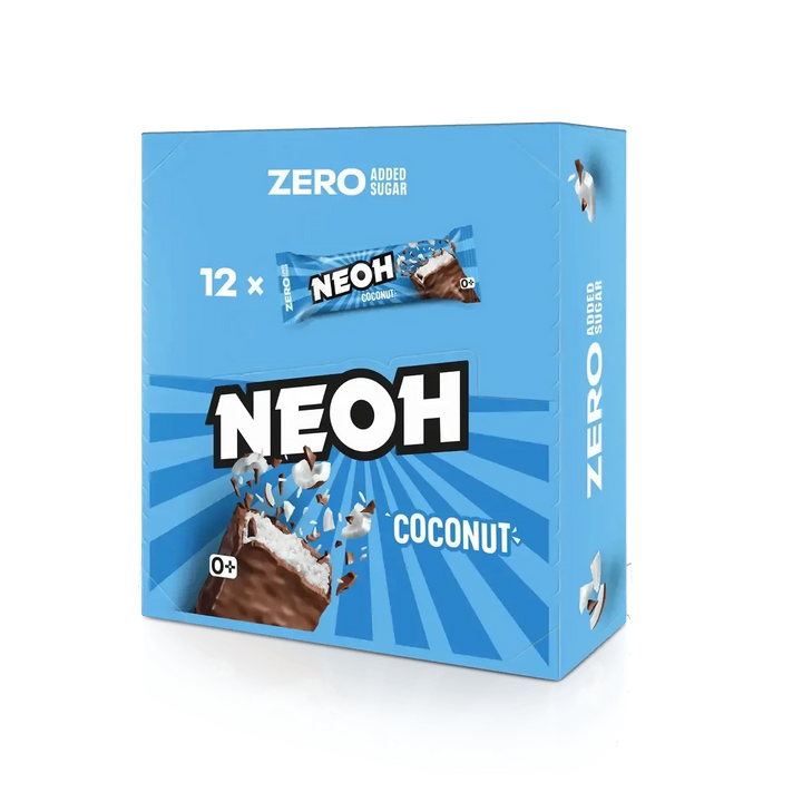 NEOH Coconut Bar 12x Schokoriegel, Kokosriegel ohne Zucker, 10+2 Sparpack (3 g anrechenbare KH* je Riegel)