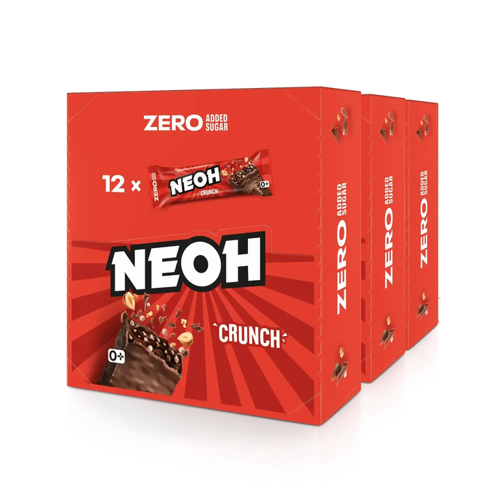 NEOH Riegel, NEOH Crunch Bar: 12x Schokoriegel ohne Zucker, 10+2 Sparpack (2,7 g anrechenbare KH* je Riegel)