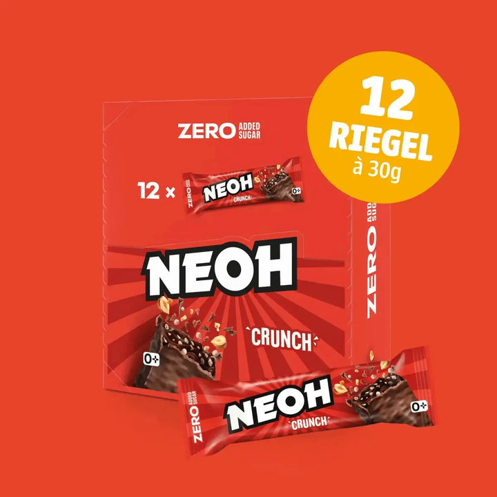 NEOH Riegel, NEOH Crunch Bar: 12x Schokoriegel ohne Zucker, 10+2 Sparpack (2,7 g anrechenbare KH* je Riegel)