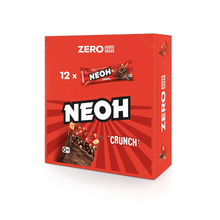 NEOH Riegel, NEOH Crunch Bar: 12x Schokoriegel ohne Zucker, 10+2 Sparpack (2,7 g anrechenbare KH* je Riegel)