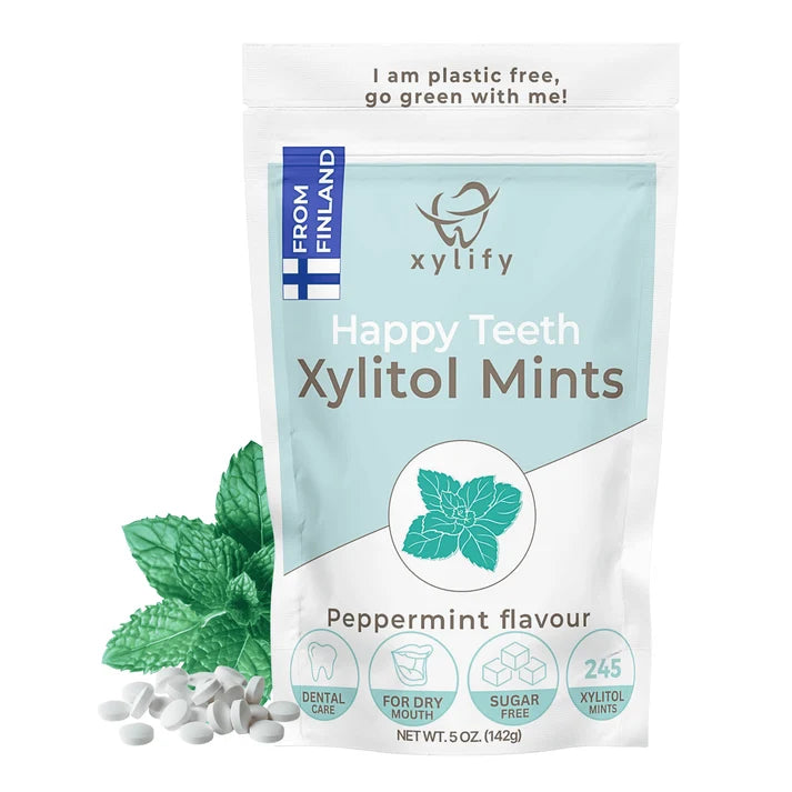 Xylify Happy Teeth Xylitol Mints: zuckerfreie Xylitol Bonbons Pfefferminz, ohne anrechenb. KH*